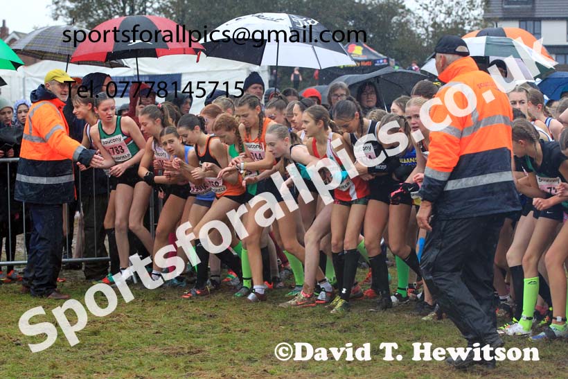 Girls Under-15s 2023 National Cross Country Relays, Berry Hill Park, Mansfield.  Photo: David T. Hewitson/Sports for All Pics